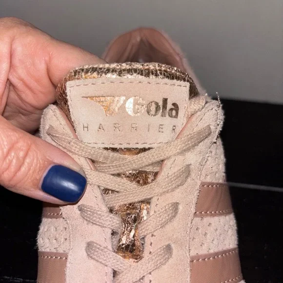 Gola Harrier | Women's US 9 EU 39-40 | Pink Suede Rose Gold Sneakers - Picture 6 of 11
